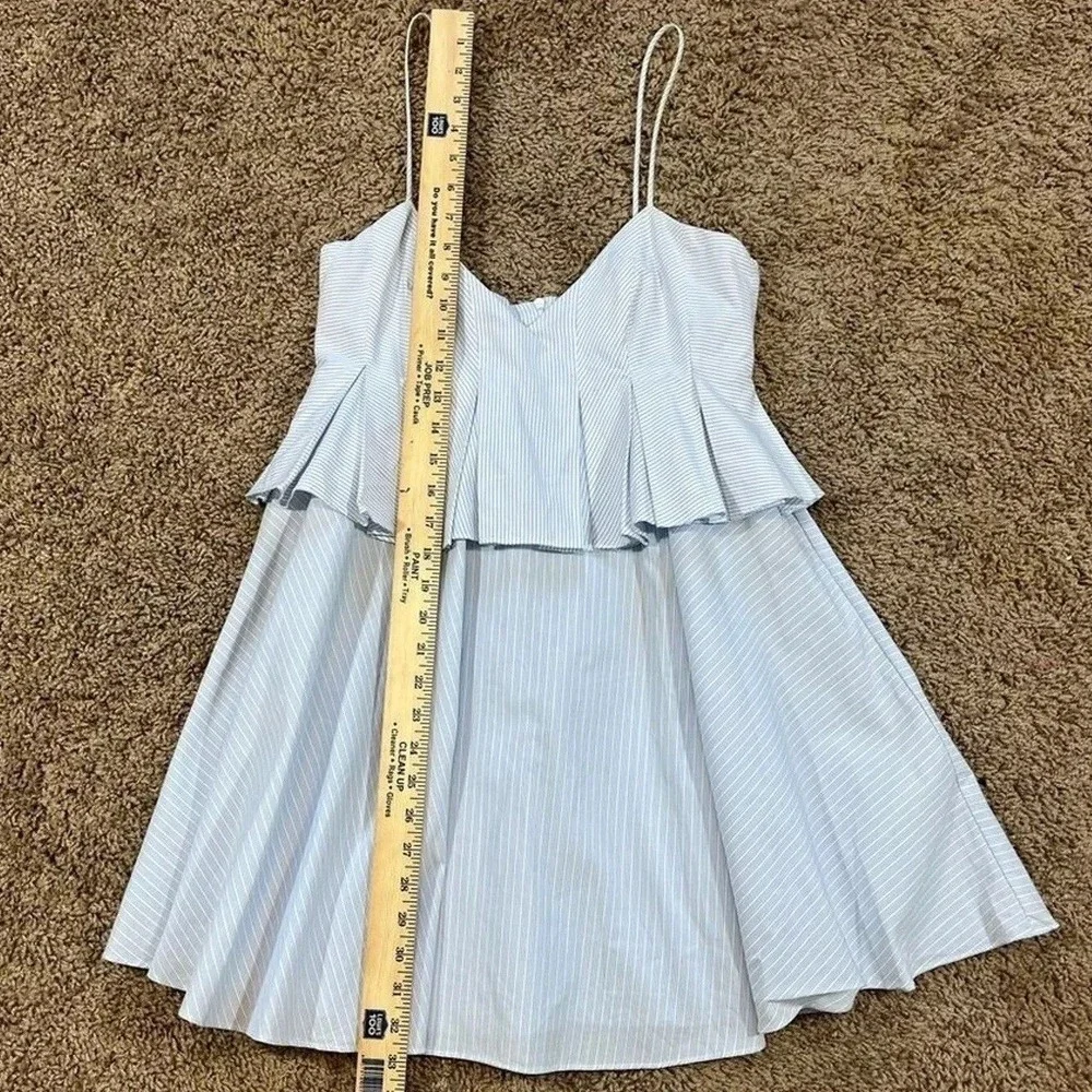 Zara‎ Peplum Dress Light Blue Pinstriped Mini Coastal Cottagecore Women's S